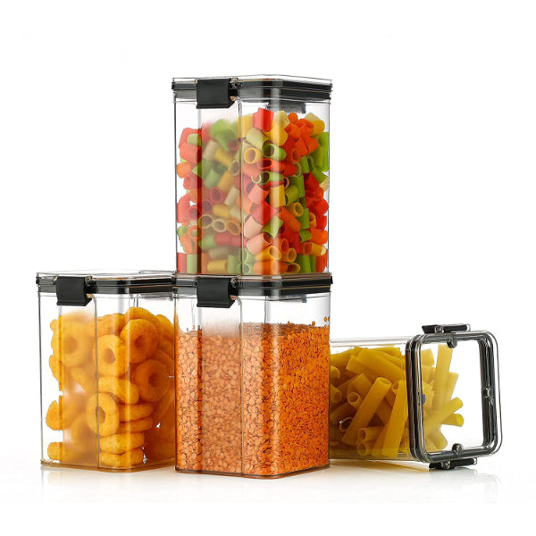 HASHONE Lock & Lock Classic Square Plastic Airtight Grocery Storage, Cereal Dispenser Storage Container (1100 ML)