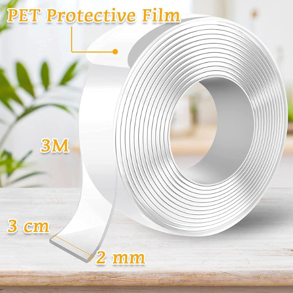 HASHONE Double Sided Tape Heavy Duty - Multipurpose Removable Traceless Mounting Adhesive Tape for Walls Washable Reusable Strong Sticky Strips Stick Grip Tape (Grip Tape)