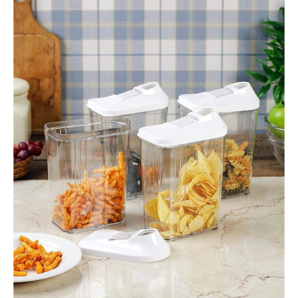 HASHONE Plastic Cereal Dispenser Easy Flow Storage Jar - 1100 ML (12 Pcs Set)