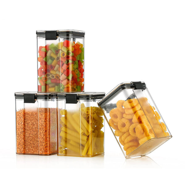 HASHONE Lock & Lock Classic Square Plastic Airtight Grocery Storage, Cereal Dispenser Storage Container (1100 ML)