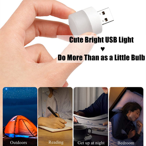 HASHONE USB Lights by Night Plug-in Mini LED Bulb Portable Compact Night Light,Ideal for Bedroom Bathroom Nursery Hallway Kitchen,Car Outdoor USB Atmosphere Light ( Set Of 6 ) ( White Light )