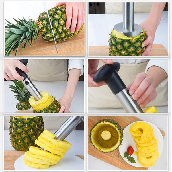 HASHONE Food Grade Stainless Steel Pineapple Cutter, Upgraded, Reinforced, Thicker Blade, Pineapple Corer Slicer Peeler, Kitchen Pineapple Corer & Slicer Tool with Sharp Blade for Diced Fruit Rings