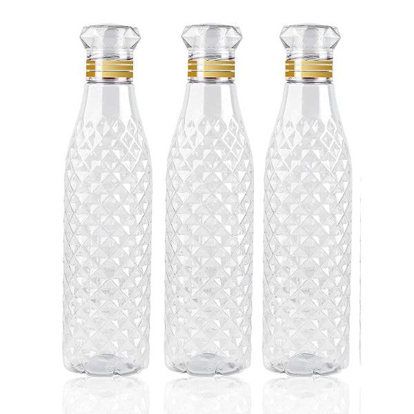 HASHONE Crystal Diamond Water Bottle, Set of Bottles for Fridge, Sports, Travelling Water Bottle Transparent (1000 ML)