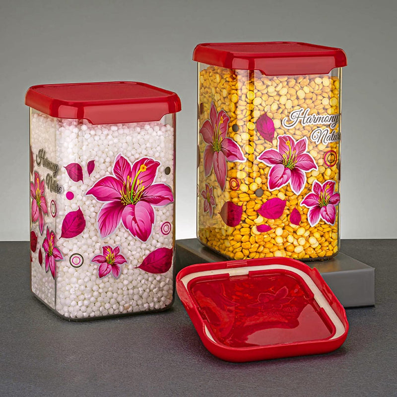 HASHONE Air Tight Floral Print Unbreakable Kitchen Containers Jar Set (Pack Of 12)