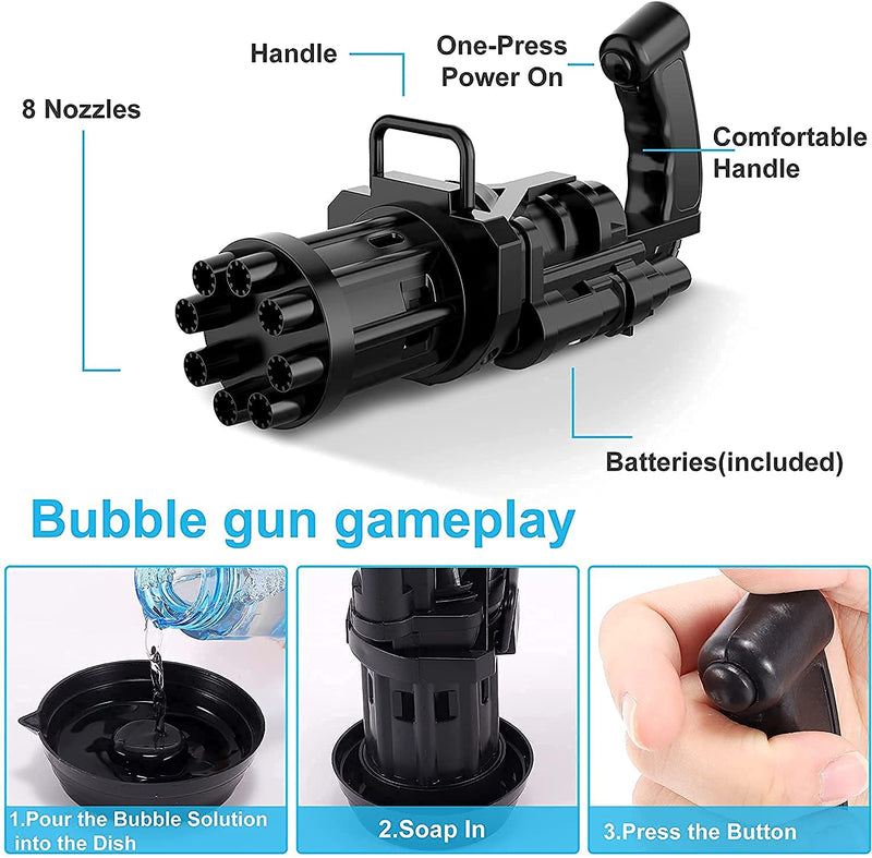 HASHONE - Electric Bubbles Gun for Toddlers Toys, New Gatling Bubble Machine Outdoors Toys for Boys and Girls