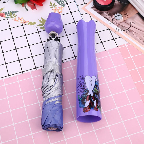 HASHONE Creative Rose Flower Case Lightweight Waterproof UV Protection Mini Compact Foldable Design Travel/Portable Umbrella with Compact Bottle