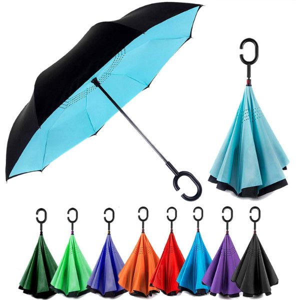 HASHONE Umbrella Windproof, Reverse Umbrella, Umbrellas for Women with UV Protection, Upside Down Umbrella with C-Shaped Handle ( Multicolor )