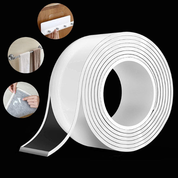 HASHONE Double Sided Tape Heavy Duty - Multipurpose Removable Traceless Mounting Adhesive Tape for Walls Washable Reusable Strong Sticky Strips Stick Grip Tape (Grip Tape)