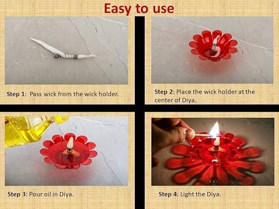 HASHONE Set of 12 and set of 24 Floating Transparent Multi Shape Reflection Diya