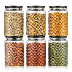 HASHONE Diamond Design Storage Container Or Storage Box For Kitchen Set (Pack Of 6)