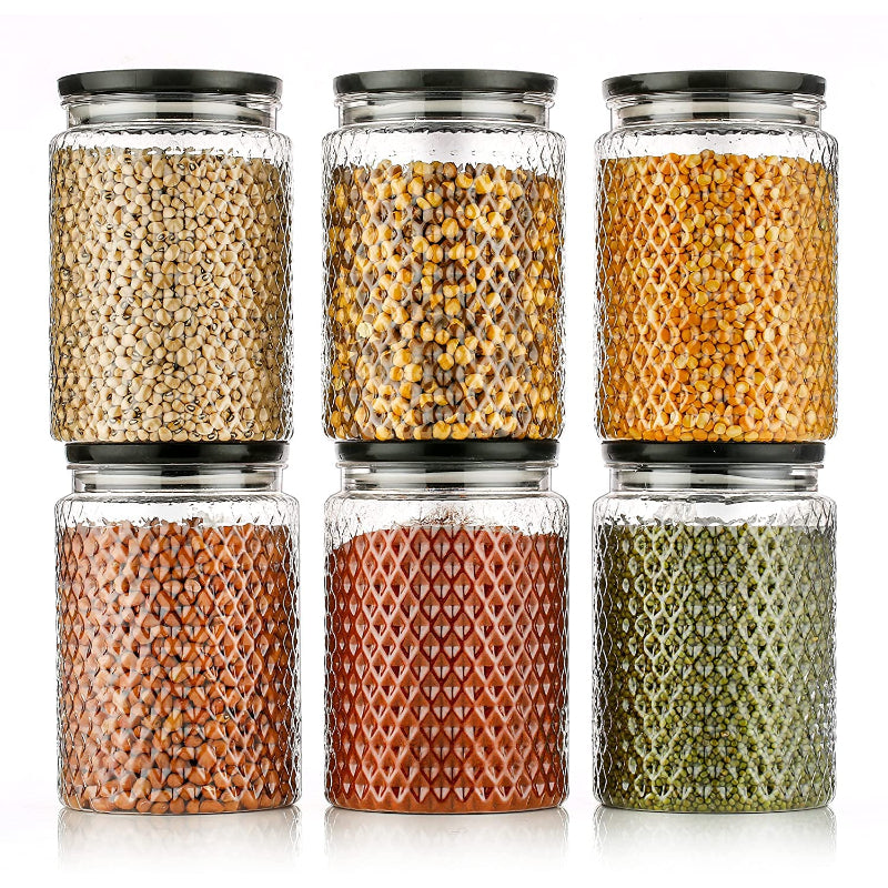 HASHONE Diamond Design Storage Container Or Storage Box For Kitchen Set (Pack Of 6)