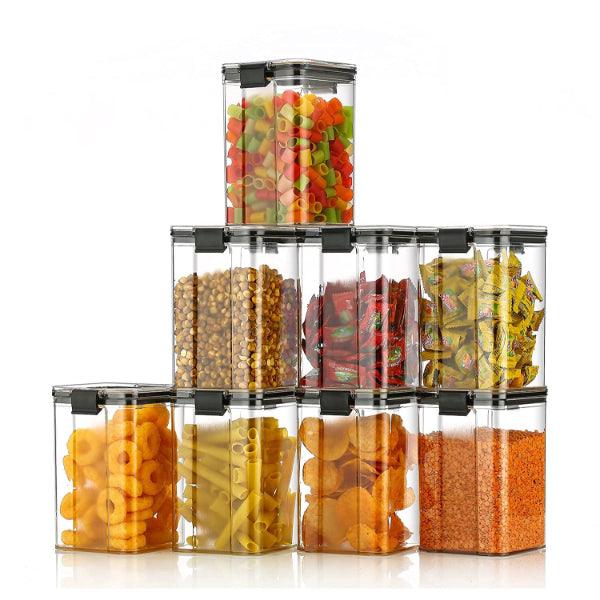 HASHONE Lock & Lock Classic Square Plastic Airtight Grocery Storage, Cereal Dispenser Storage Container (1100 ML)