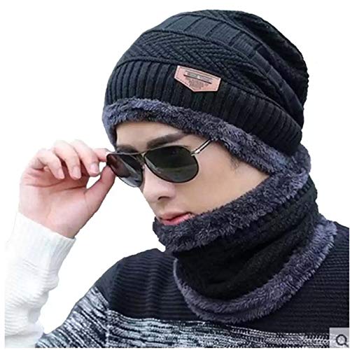 Winter Knit Neck Warmer Scarf and Set Skull Cap for Men Women Winter Cap for Men 2 Piece Combo Pack