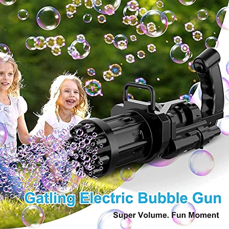 HASHONE - Electric Bubbles Gun for Toddlers Toys, New Gatling Bubble Machine Outdoors Toys for Boys and Girls