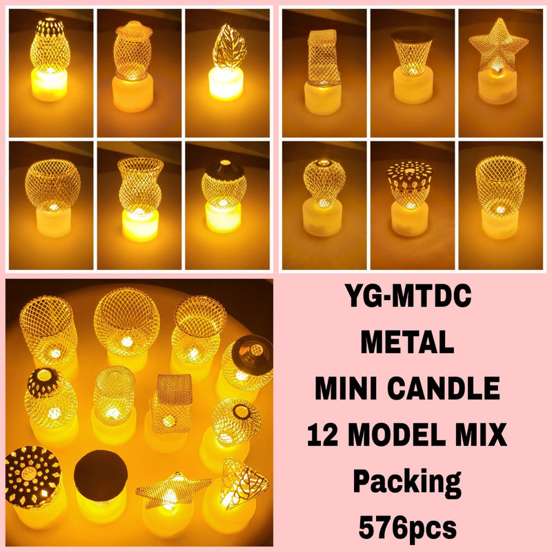 HASHONE 12 different Design Candel , Diya Mini LED Candles | LED Tealight Candle | Ultra Bright Amber Yellow Light Flameless & Smokeless Candles (Set of 12 pcs) Made in India