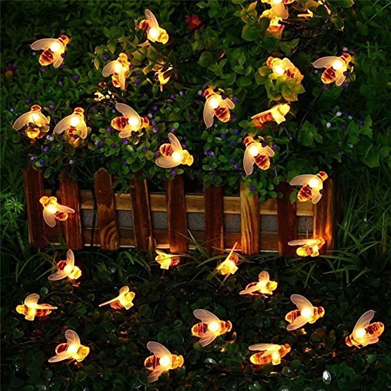 HASHONE - Bee Lights-Honey Bee Fairy String Lights?7M/24Ft 8 Mode Waterproof Outdoor/Indoor Garden Lighting