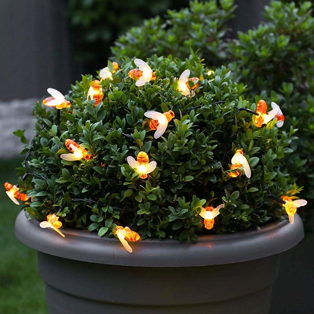 HASHONE - Bee Lights-Honey Bee Fairy String Lights?7M/24Ft 8 Mode Waterproof Outdoor/Indoor Garden Lighting