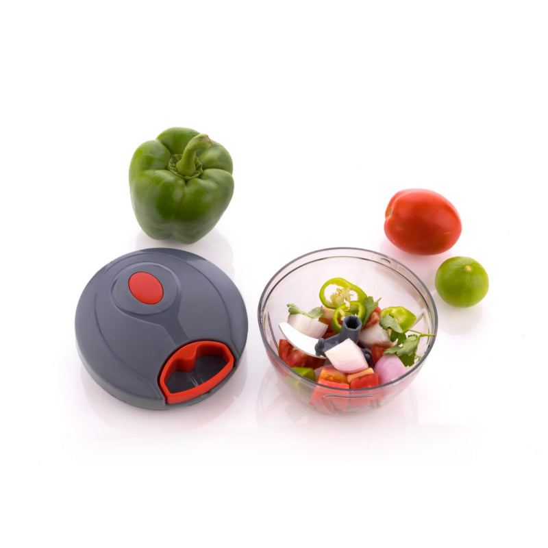 HASHONE Handy & Compact Chopper with 3 Stainless Steel Blades & 1 Plastic Whisker for Effortlessly Chopping Vegetables & Fruits (450 ML )