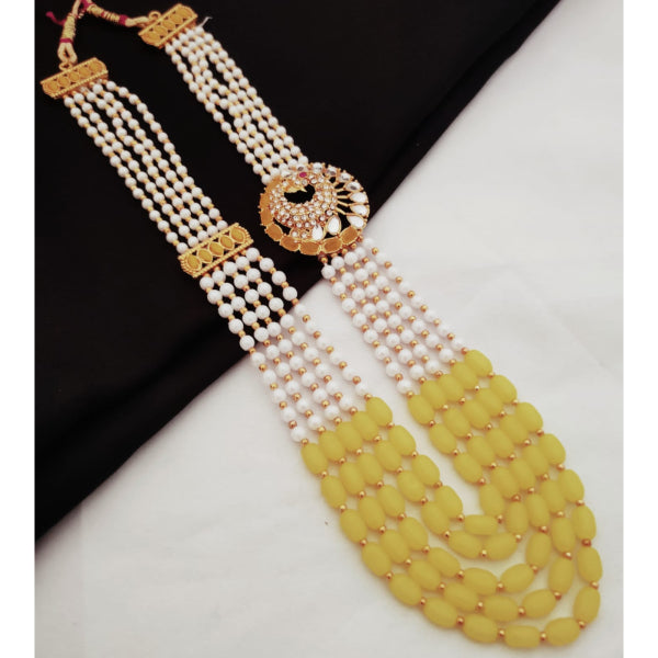 HASHONE 5 Layered Traditional Gold Plated Peacock Design Mala with Unique Pattern & Side patch